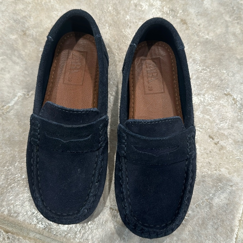 Zara Kids Leather Loafers Like New Dressy Size: EU 29 / US 11.5 Navy